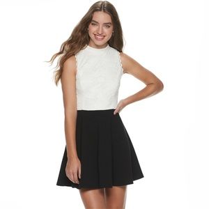 juniors' Lily Rose Mock Neck Skater Dress.